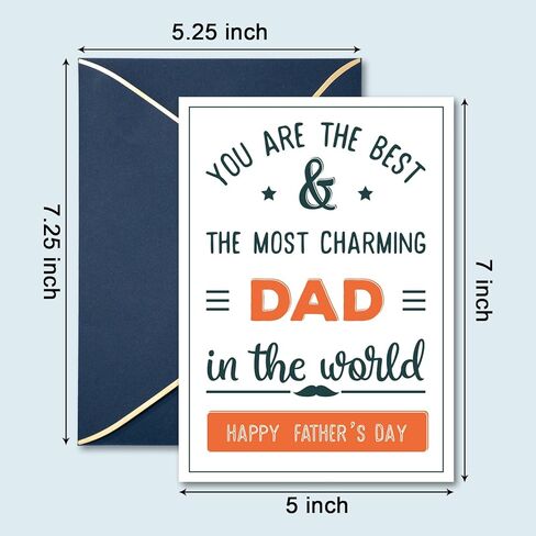 بطاقة عيد الأب من AZAZA مع مغلفات، حزمة واحدة 5x7 بطاقة مع مغلفات، بطاقة تصميم ربطة عنق لعيد الأب السعيد ومغلف مختوم من رقائق الذهب الأزرق in Kuwait