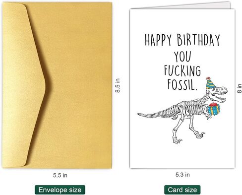 Chenive Funny Getting Older Birthday Card for Him Her, Rude Birthday Card for Man Women, Happy Birthday You F*cking Fossil in Saudi Arabia