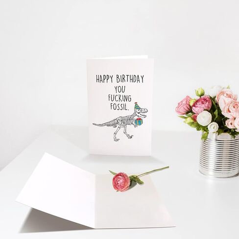 Chenive Funny Getting Older Birthday Card for Him Her, Rude Birthday Card for Man Women, Happy Birthday You F*cking Fossil in Saudi Arabia