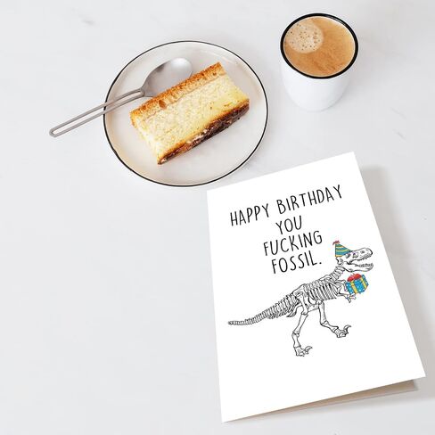 Chenive Funny Getting Older Birthday Card for Him Her, Rude Birthday Card for Man Women, Happy Birthday You F*cking Fossil in Saudi Arabia