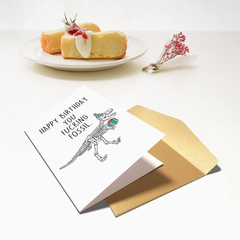 Chenive Funny Getting Older Birthday Card for Him Her, Rude Birthday Card for Man Women, Happy Birthday You F*cking Fossil in Saudi Arabia