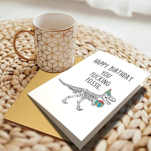 Chenive Funny Getting Older Birthday Card for Him Her, Rude Birthday Card for Man Women, Happy Birthday You F*cking Fossil in Saudi Arabia