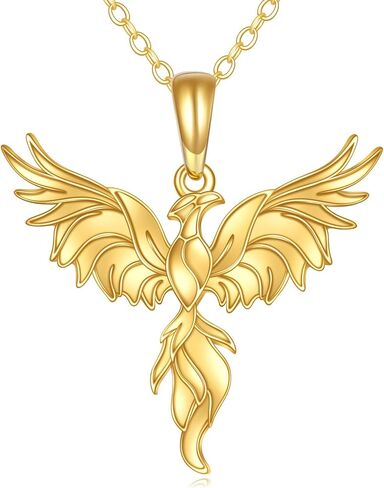Phoenix Necklace for Women 14K Yellow Gold Rising Phoenix Pendant Necklace Jewelry Gifts for Teen Wife Girls in Saudi Arabia