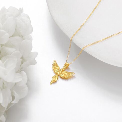 Phoenix Necklace for Women 14K Yellow Gold Rising Phoenix Pendant Necklace Jewelry Gifts for Teen Wife Girls in Saudi Arabia