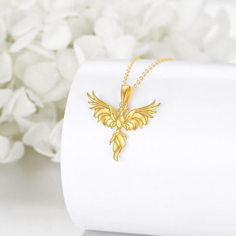 Phoenix Necklace for Women 14K Yellow Gold Rising Phoenix Pendant Necklace Jewelry Gifts for Teen Wife Girls in Saudi Arabia