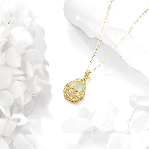 14K Gold Hummingbird Bird Necklace Jewelry Gifts for Women Hummingbird Jade Pendant Necklace for Women Girls in Saudi Arabia