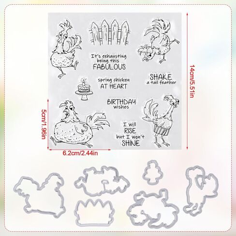 Stamps and Dies for Card Making, Animal Cutting Die Stamp Funny Cock Stamps and Dies with Silicone Stamp Metal Cut Dies for Paper Albums DIY Arts Crafts Decor in Saudi Arabia