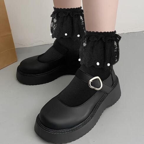 زوجان من جوارب الكاحل المكشكشة للنساء من الدانتيل المكشكش للنساء جوارب مكشكشة للكاحل من اللؤلؤ والدانتيل اللؤلؤي جوارب للكاحل من الدانتيل اللطيف جوارب قطنية جوارب مزخرفة باللون الأبيض والأسود in Saudi Arabia