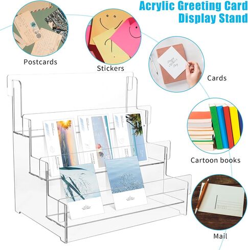 حامل عرض بطاقات التهنئة من الأكريليك، حامل عرض الملصقات للبائعين، حامل بطاقة العمل، منظم البريد، منظم البريد، رفوف عرض البيع بالتجزئة، حامل وسادة الطوابع، رف تخزين لمكتب البيع بالتجزئة in Kuwait