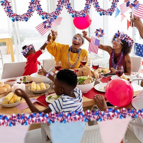 MOVINPE 150 قطعة من إكسسوارات الرابع من يوليو، هدايا الحفلات الوطنية، نظارات بهرج جارلاند مصراع، قلادات مطرزة، أعلام صفعة أساور، نفخات موسيقية، وشم، موكب هدايا (متعددة الألوان) in Kuwait