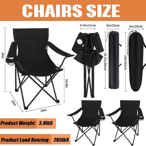 5 Pcs Summer Portable Camping Chair and Folding Camping Table Set Adult Outdoor Oxford Fabric Folding Chair Lawn Portable Camp Chairs with Cup Holder Carry Bag for Travel Beach Fishing Sports in Saudi Arabia