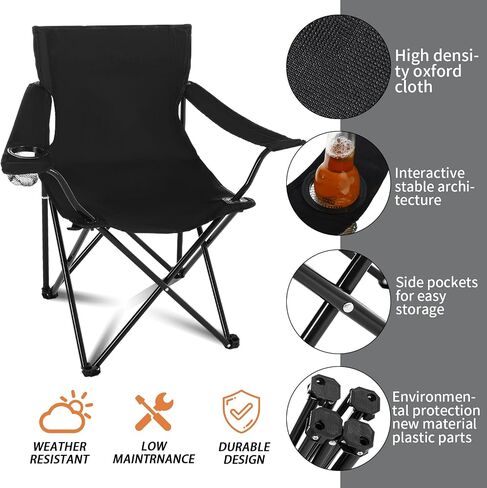 5 Pcs Summer Portable Camping Chair and Folding Camping Table Set Adult Outdoor Oxford Fabric Folding Chair Lawn Portable Camp Chairs with Cup Holder Carry Bag for Travel Beach Fishing Sports in Saudi Arabia