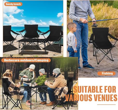5 Pcs Summer Portable Camping Chair and Folding Camping Table Set Adult Outdoor Oxford Fabric Folding Chair Lawn Portable Camp Chairs with Cup Holder Carry Bag for Travel Beach Fishing Sports in Saudi Arabia