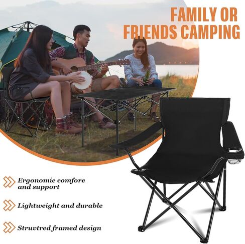 5 Pcs Summer Portable Camping Chair and Folding Camping Table Set Adult Outdoor Oxford Fabric Folding Chair Lawn Portable Camp Chairs with Cup Holder Carry Bag for Travel Beach Fishing Sports in Saudi Arabia