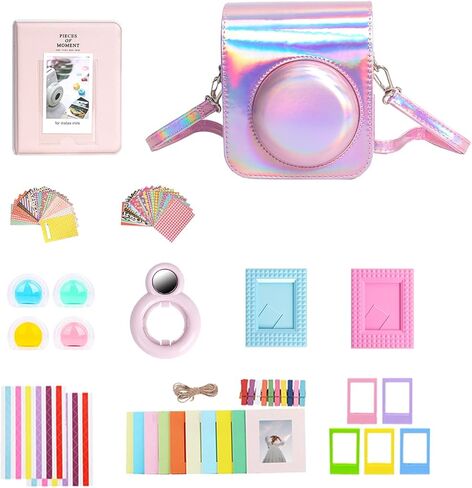 مجموعة ملحقات الكاميرا الفورية 11 في 1 لكاميرا Fujifilm Instax Mini 12 مع حافظة كاميرا + ألبوم صور وإطارات + إطار معلق على الحائط + فلتر ملون + عدسة سيلفي (نقاط ملونة) in Saudi Arabia