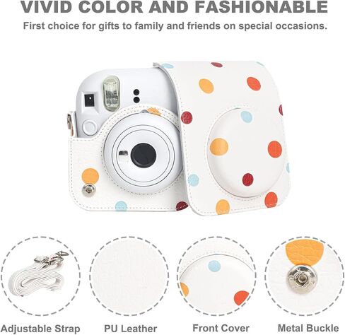 مجموعة ملحقات الكاميرا الفورية 11 في 1 لكاميرا Fujifilm Instax Mini 12 مع حافظة كاميرا + ألبوم صور وإطارات + إطار معلق على الحائط + فلتر ملون + عدسة سيلفي (نقاط ملونة) in Saudi Arabia