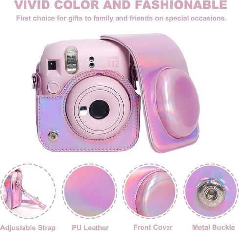 مجموعة ملحقات الكاميرا الفورية 11 في 1 لكاميرا Fujifilm Instax Mini 12 مع حافظة كاميرا + ألبوم صور وإطارات + إطار معلق على الحائط + فلتر ملون + عدسة سيلفي (نقاط ملونة) in Saudi Arabia