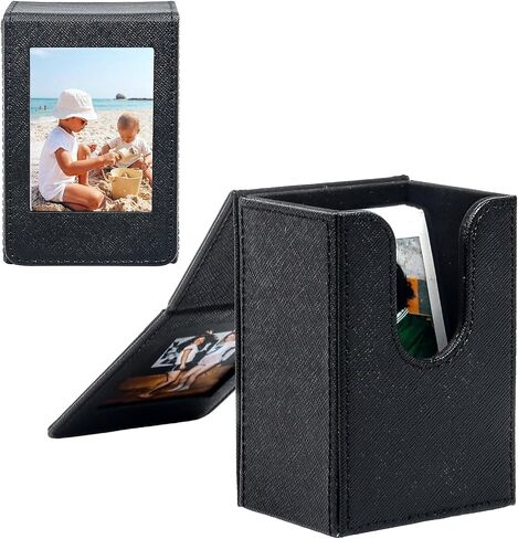 إطار حقيبة تخزين حامل صور فيلم TYUANDOUER Mini 2x3 لفيلم Fujifilm Instax Mini 12/11/9/8/7+/7s/40/EVO/Mini Link، صندوق تخزين صور بولارويد من جلد البولي يوريثان لفيلم Fujifilm Instax Mini - أسود in Kuwait