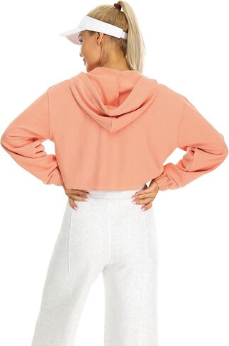 icyzone Women's Oversized Fleece Lined Hooded Sweatshirt Cropped Soft Pullover with Drawstring in Saudi Arabia