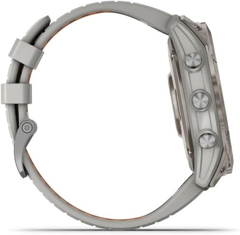 Garmin Fenix ​​7X Pro Sapphire Solar Edition 51 ملم تيتانيوم مع حزام رمادي ضبابي/برتقالي غامق GPS ساعة ذكية مدمجة ومصباح يدوي وعدسة شحن بالطاقة الشمسية من الياقوت وميزات تدريب متقدمة in Saudi Arabia