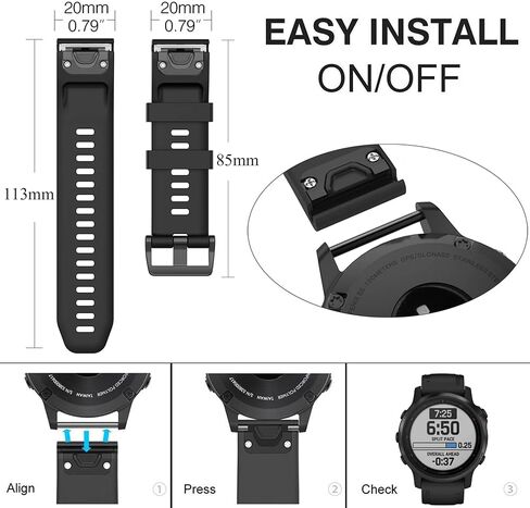 حزام لساعة Garmin Fenix ​​6S، حزام ساعة بديل من السيليكون الناعم لساعة Garmin Fenix ​​6S/Fenix ​​6S Pro/Fenix ​​6S Sapphire/Fenix ​​5S/Fenix ​​5S Plus/D2 Delta S الذكية in Kuwait