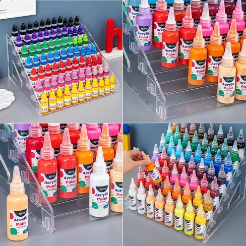 Paint organizer for acrylic painting (7 Tier) & Paint Brush Holder (26 Slots) for Paint Tube Storage,Acrylic Paint Organizer,Paint Holder,Clear Paint Bottle Rack for Alcohol Inks, Food Coloring in Saudi Arabia