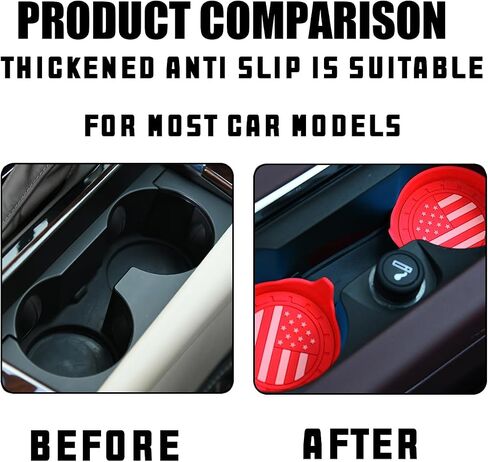 4PCS Car Cup Holder Coasters, 2.75 Inch American USA Flag Patriot Automotive Silicone Non-Slip Insert Coasters Drink Cup Mat, Vehicle Interior Accessories for Women Man, Universal Fit（Black） in Saudi Arabia
