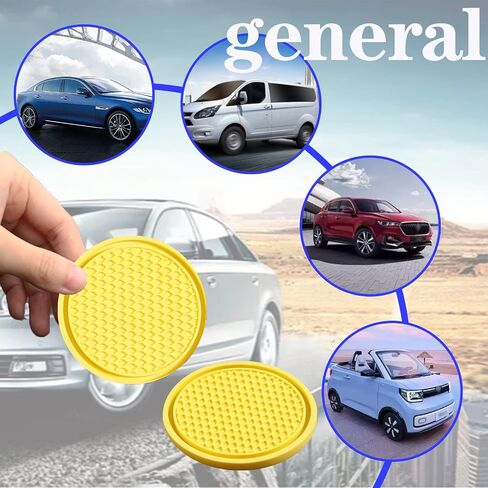 Pack-4 قواعد أكواب السيارة، قواعد أكواب حامل أكواب السيارة العالمية، قواعد أكواب ناعمة من السيليكون لحامل الأكواب، مناسبة لمعظم السيارات، حامل أكواب، ملحقات السيارة (أصفر) in Kuwait
