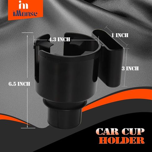 Cup Holder Expander for Car - Car Cup Holder Expander with an Adjustable Base，Universal Large Capacity car Cup Holder Suitable for Bottles and Cups with a Diameter of 2.5 "-4.2"（Black in Saudi Arabia