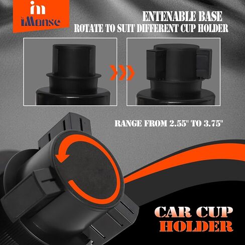 Cup Holder Expander for Car - Car Cup Holder Expander with an Adjustable Base，Universal Large Capacity car Cup Holder Suitable for Bottles and Cups with a Diameter of 2.5 "-4.2"（Black in Saudi Arabia
