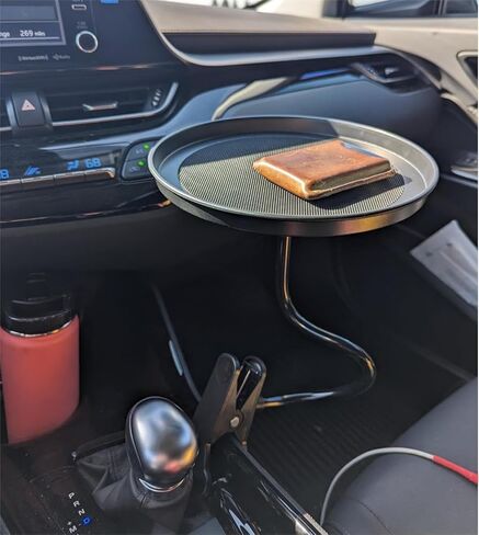 صينية طعام قابلة للتعديل للسيارة، طاولة طعام دوارة 360 درجة غير قابلة للانزلاق، قطر 8.7 بوصة، صينية سيارة دوارة، كوب مشروبات، قهوة، وجبات خفيفة، طاولة طعام قابلة للطي in Kuwait