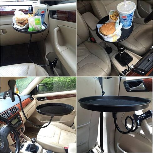 صينية طعام قابلة للتعديل للسيارة، طاولة طعام دوارة 360 درجة غير قابلة للانزلاق، قطر 8.7 بوصة، صينية سيارة دوارة، كوب مشروبات، قهوة، وجبات خفيفة، طاولة طعام قابلة للطي in Kuwait