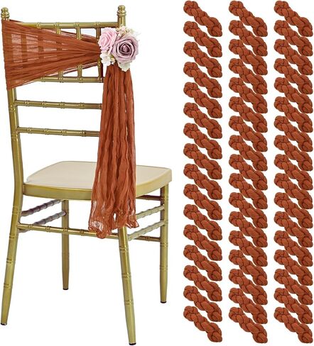 50 PCS Cheesecloth Chair Sashes, Bows Designed Chair Sashes, 15.7x70 inch Chair Sashes for Aisle Decorations Universal Chair Cover Decoration for Wedding Reception Party Banquet (Light Pink) in Saudi Arabia