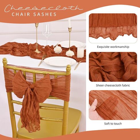 50 PCS Cheesecloth Chair Sashes, Bows Designed Chair Sashes, 15.7x70 inch Chair Sashes for Aisle Decorations Universal Chair Cover Decoration for Wedding Reception Party Banquet (Light Pink) in Saudi Arabia