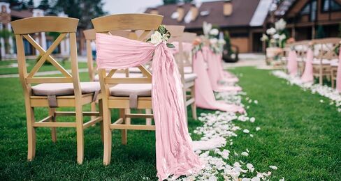 50 PCS Cheesecloth Chair Sashes, Bows Designed Chair Sashes, 15.7x70 inch Chair Sashes for Aisle Decorations Universal Chair Cover Decoration for Wedding Reception Party Banquet (Light Pink) in Saudi Arabia