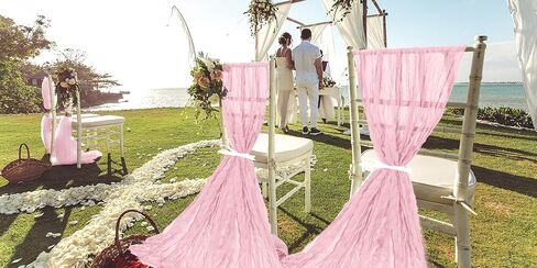 50 PCS Cheesecloth Chair Sashes, Bows Designed Chair Sashes, 15.7x70 inch Chair Sashes for Aisle Decorations Universal Chair Cover Decoration for Wedding Reception Party Banquet (Light Pink) in Saudi Arabia