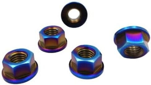 RISON التيتانيوم الجوز التيتانيوم شفة الجوز M10x1.5mm التيتانيوم ضرس الجوز المحروق الأزرق 6AL4V التيتانيوم شفة الجوز للدراجات النارية 5 قطعة in Kuwait