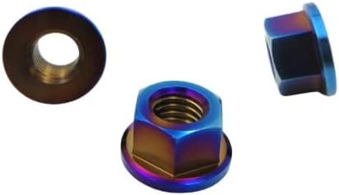 RISON التيتانيوم الجوز التيتانيوم شفة الجوز M10x1.5mm التيتانيوم ضرس الجوز المحروق الأزرق 6AL4V التيتانيوم شفة الجوز للدراجات النارية 5 قطعة in Kuwait