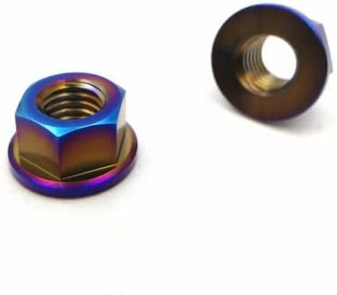 RISON التيتانيوم الجوز التيتانيوم شفة الجوز M10x1.5mm التيتانيوم ضرس الجوز المحروق الأزرق 6AL4V التيتانيوم شفة الجوز للدراجات النارية 5 قطعة in Kuwait