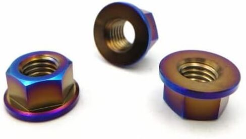 RISON التيتانيوم الجوز التيتانيوم شفة الجوز M10x1.5mm التيتانيوم ضرس الجوز المحروق الأزرق 6AL4V التيتانيوم شفة الجوز للدراجات النارية 5 قطعة in Kuwait