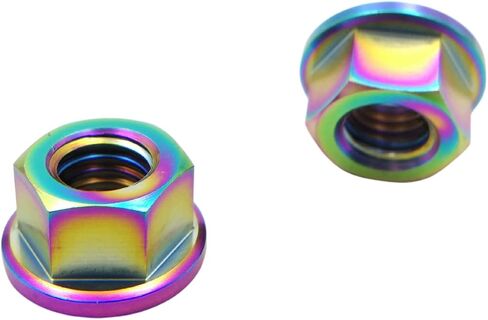 RISON التيتانيوم الجوز التيتانيوم شفة الجوز M10x1.5mm التيتانيوم ضرس الجوز المحروق الأزرق 6AL4V التيتانيوم شفة الجوز للدراجات النارية 5 قطعة in Kuwait