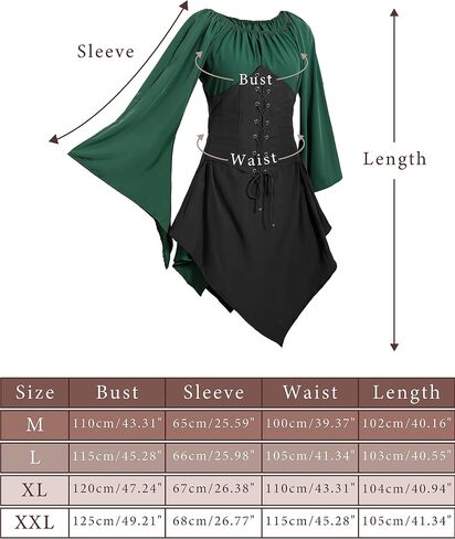 Fairy Costume for Women Medieval Costumes Renaissance Dress Fairy Headpiece Moon Chain Belt Elf Ears Halloween Outfits in Saudi Arabia
