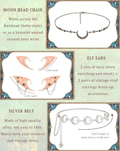 Fairy Costume for Women Medieval Costumes Renaissance Dress Fairy Headpiece Moon Chain Belt Elf Ears Halloween Outfits in Saudi Arabia