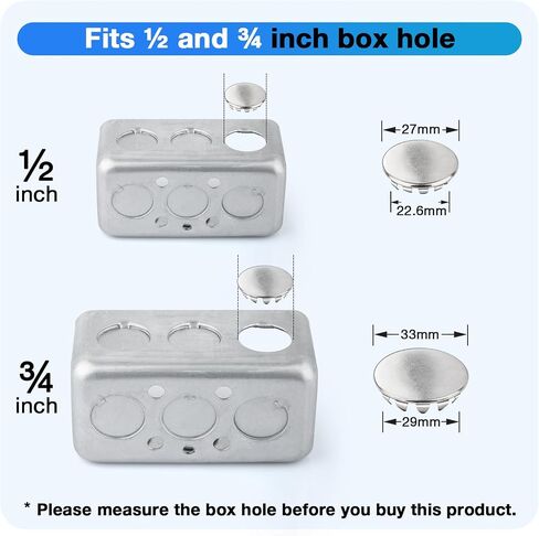 20PCS Seal Electrical Box Knockout in 2 Sizes, Removable Round Steel Instant Knockout Plugs for Closure Unused Electric Box Outlets Holes, Snug Pocket Hole Plugs (1/2'' and 3/4'') in Kuwait