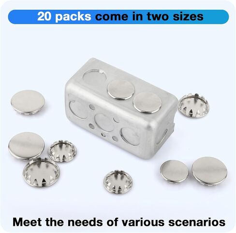 20PCS Seal Electrical Box Knockout in 2 Sizes, Removable Round Steel Instant Knockout Plugs for Closure Unused Electric Box Outlets Holes, Snug Pocket Hole Plugs (1/2'' and 3/4'') in Kuwait