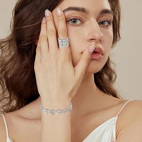 Retractable Ring Bracelet Expandable Ring Bracelet Bracelet Ring That Turns Into A Bracelet Bracelet Flexible Retractile Folding Rings Women Adjustable Bracelet Jewelry in Saudi Arabia