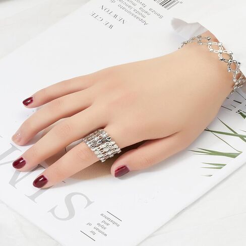 Retractable Ring Bracelet Expandable Ring Bracelet Bracelet Ring That Turns Into A Bracelet Bracelet Flexible Retractile Folding Rings Women Adjustable Bracelet Jewelry in Saudi Arabia