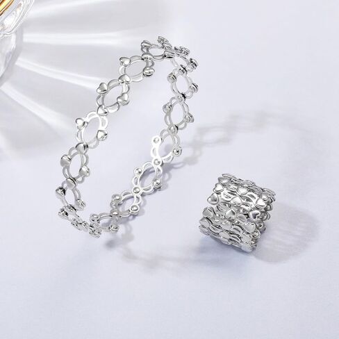 Retractable Ring Bracelet Expandable Ring Bracelet Bracelet Ring That Turns Into A Bracelet Bracelet Flexible Retractile Folding Rings Women Adjustable Bracelet Jewelry in Saudi Arabia
