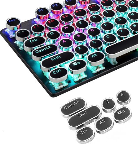 أغطية مفاتيح مستديرة للوحة المفاتيح Steampunk، أغطية مفاتيح بديلة للوحة المفاتيح، أغطية مفاتيح للآلة الكاتبة للوحة المفاتيح الميكانيكية ذات الإضاءة الخلفية، غطاء مفتاح مستدير 104 مفاتيح in Kuwait