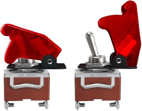 MGI SpeedWare 20A SPST تبديل التبديل تشغيل/إيقاف 5-حزمة مع غطاء سلامة الطائرات (أحمر) in Kuwait